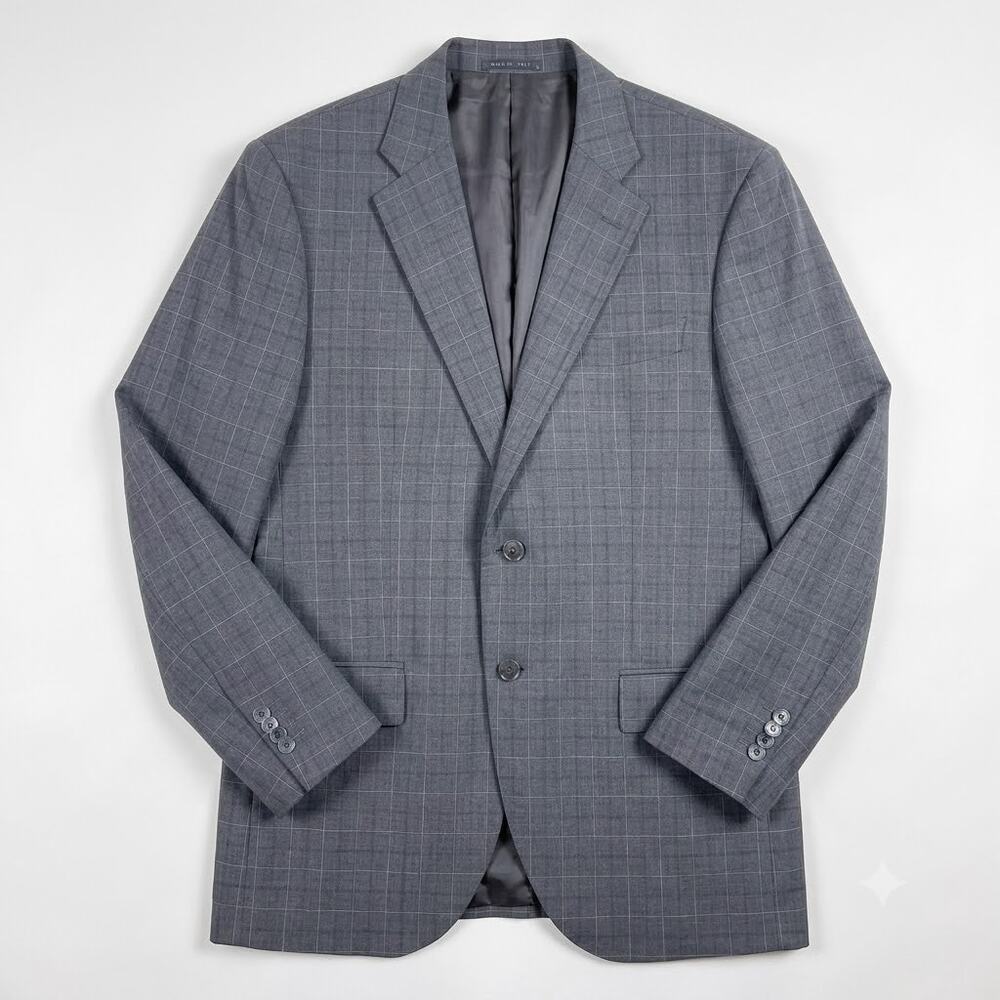 Luigi Bianchi Mantova Ermenegildo Zegna Sport Coat Gray Check Wool Mens 46R